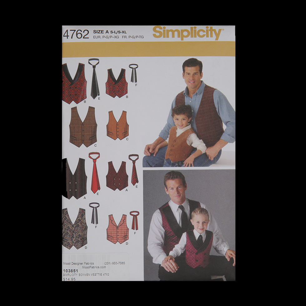Simplicity Boy/Men's Vest/Tie Pattern 4762