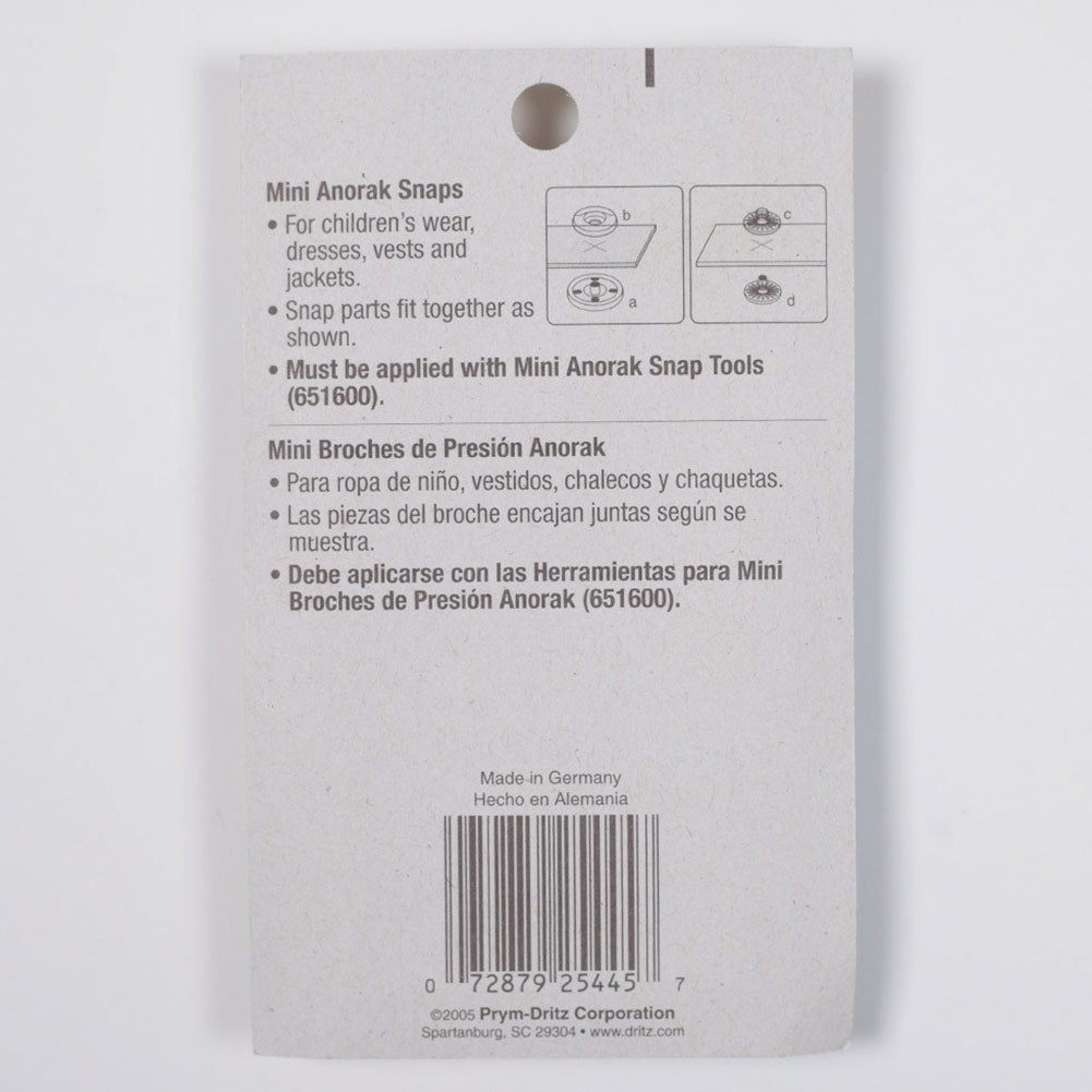 Dritz 15/32" Nickel 10 Mini Anorak Snaps Detail