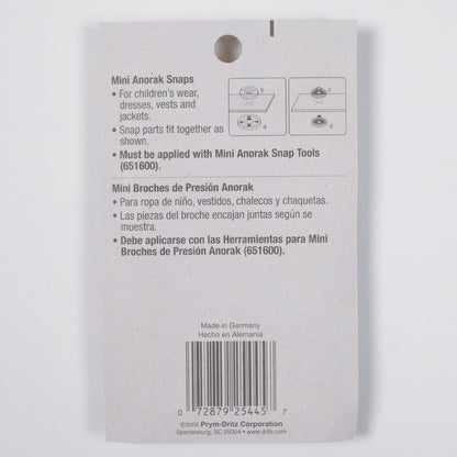 Dritz 15/32" Nickel 10 Mini Anorak Snaps Detail