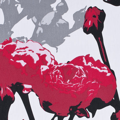 Swedish Giant Roses Red and Gray Cotton - Detail