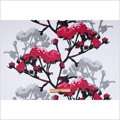 Swedish Giant Roses Red and Gray Cotton - Full