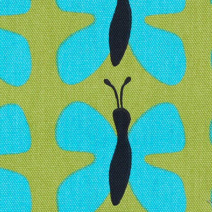 Swedish Green and Blue Small Butterflies Cotton - Detail