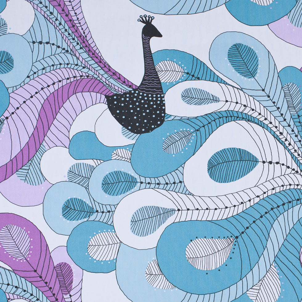 Swedish Aqua and Orchid Peacock Cotton