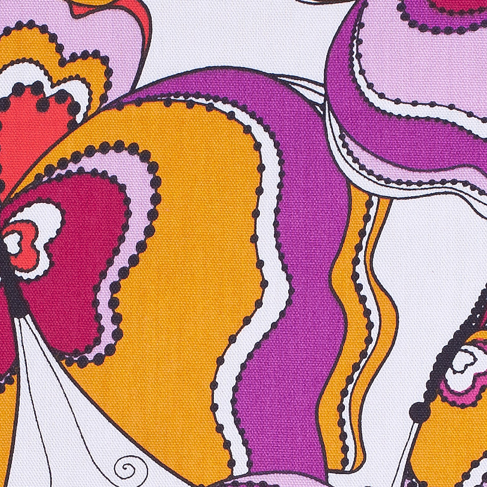 Swedish Orange and Purple Mod Butterflies Cotton - Detail