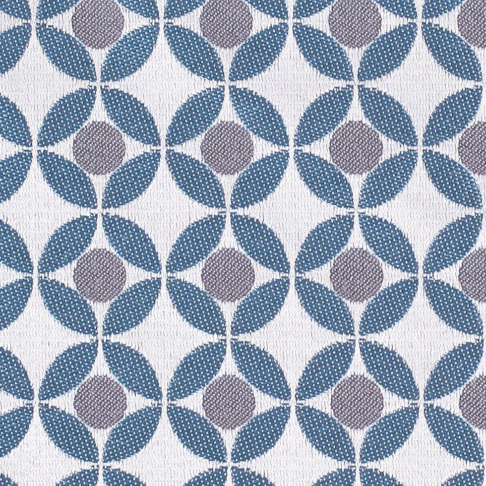 Petrol Geometric Poly-Cotton Brocade - Detail