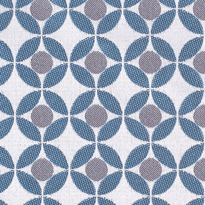 Petrol Geometric Poly-Cotton Brocade - Detail