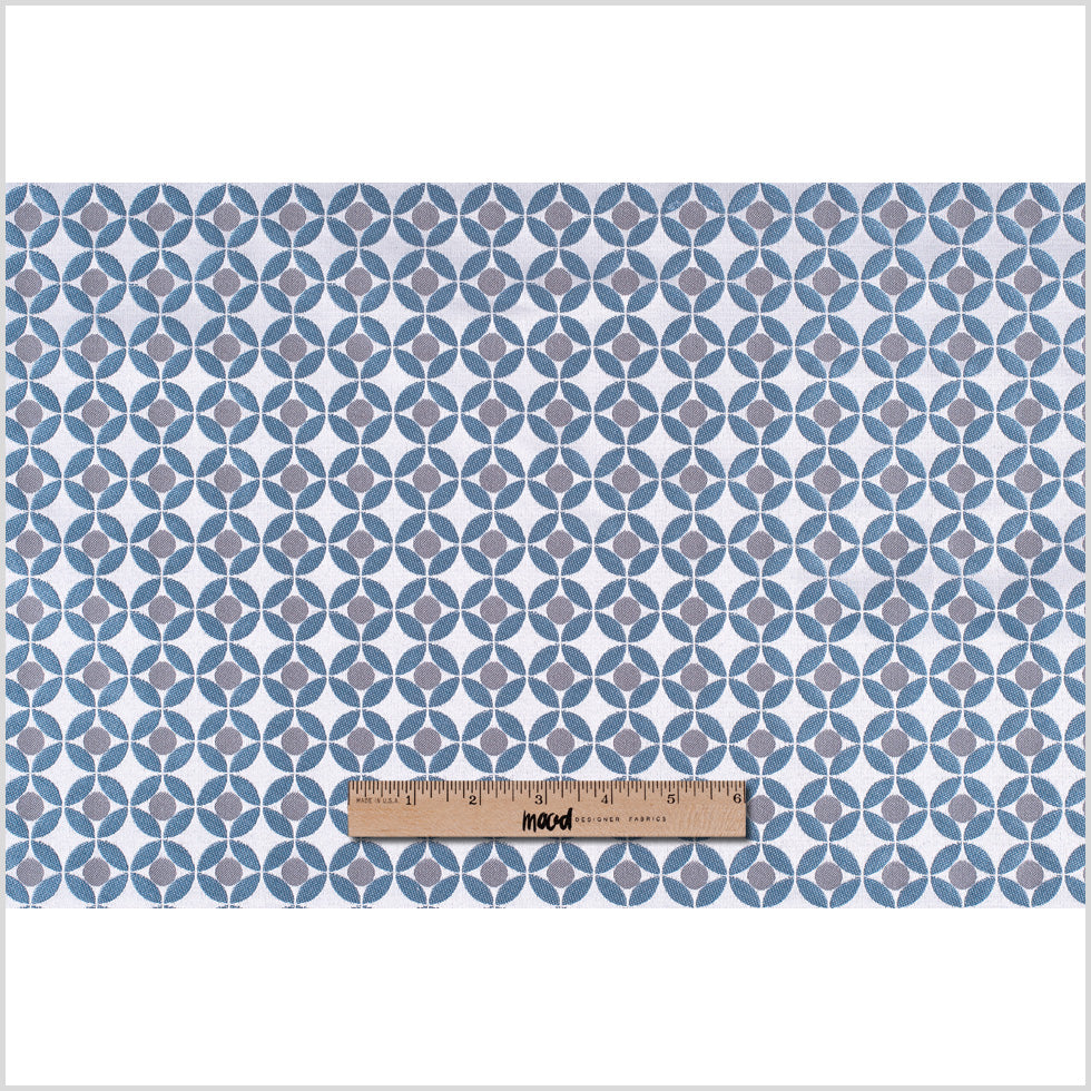 Petrol Geometric Poly-Cotton Brocade - Full