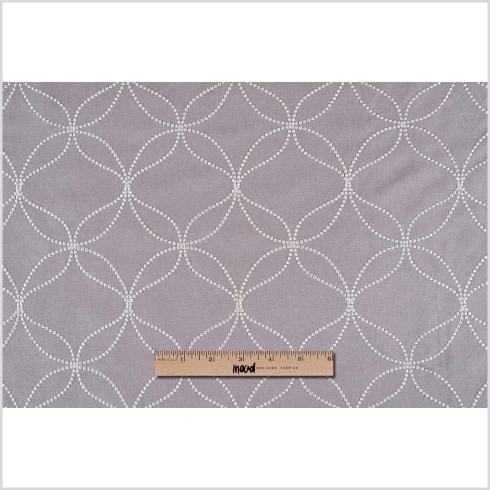 Silver Embroidered Geometric Menswear Poly - Full