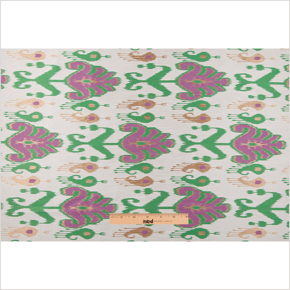Green and Purple Double-Wide Ikat Print Poly Woven Full