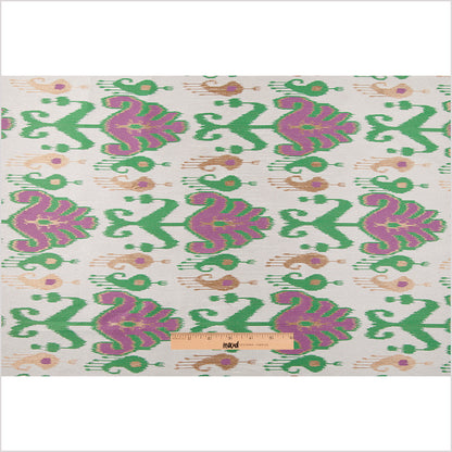 Green and Purple Double-Wide Ikat Print Poly Woven Full