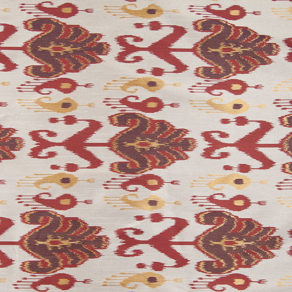 Rust, Brown and Gold Double-Wide Ikat Print Poly Woven
