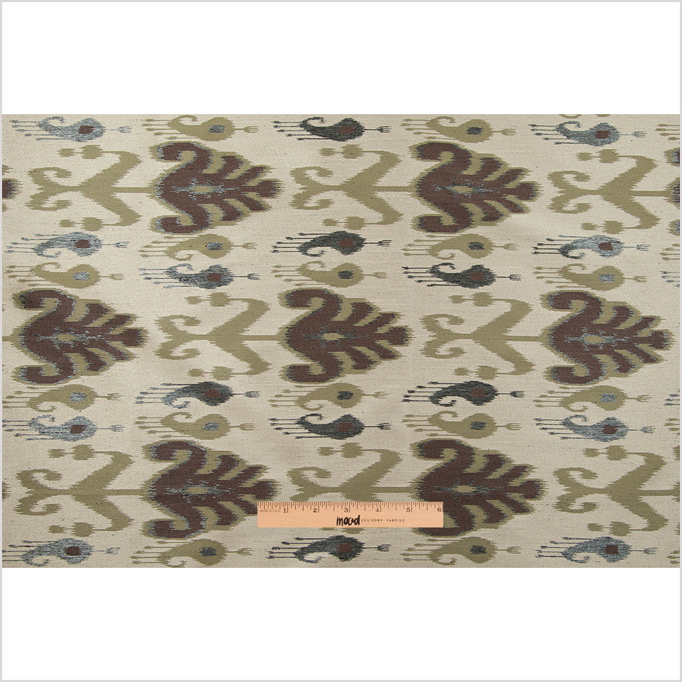 Olive Double-Wide Ikat Print Poly Woven Full