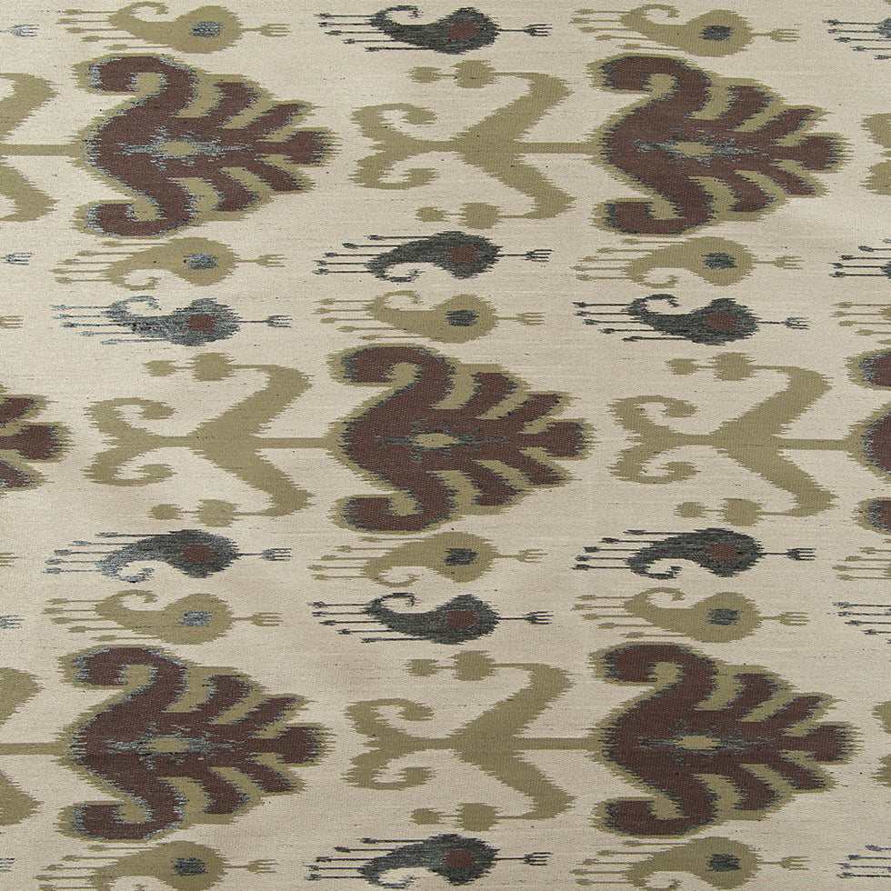 Olive Double-Wide Ikat Print Poly Woven