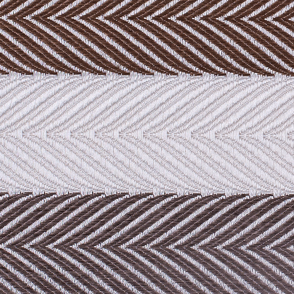 Ivory and Brown Herringbone Stripes Poly Brocade - Detail