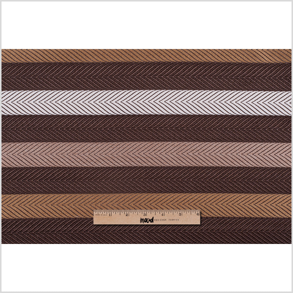 Brown Herringbone Stripes Poly Brocade Full