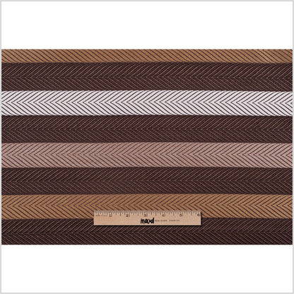 Brown Herringbone Stripes Poly Brocade Full