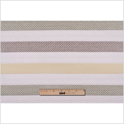 Ivory, Yellow and Green Herringbone Stripes Poly Brocade - Full