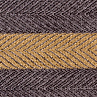 Taupe and Gold Herringbone Stripes Poly Brocade - Detail