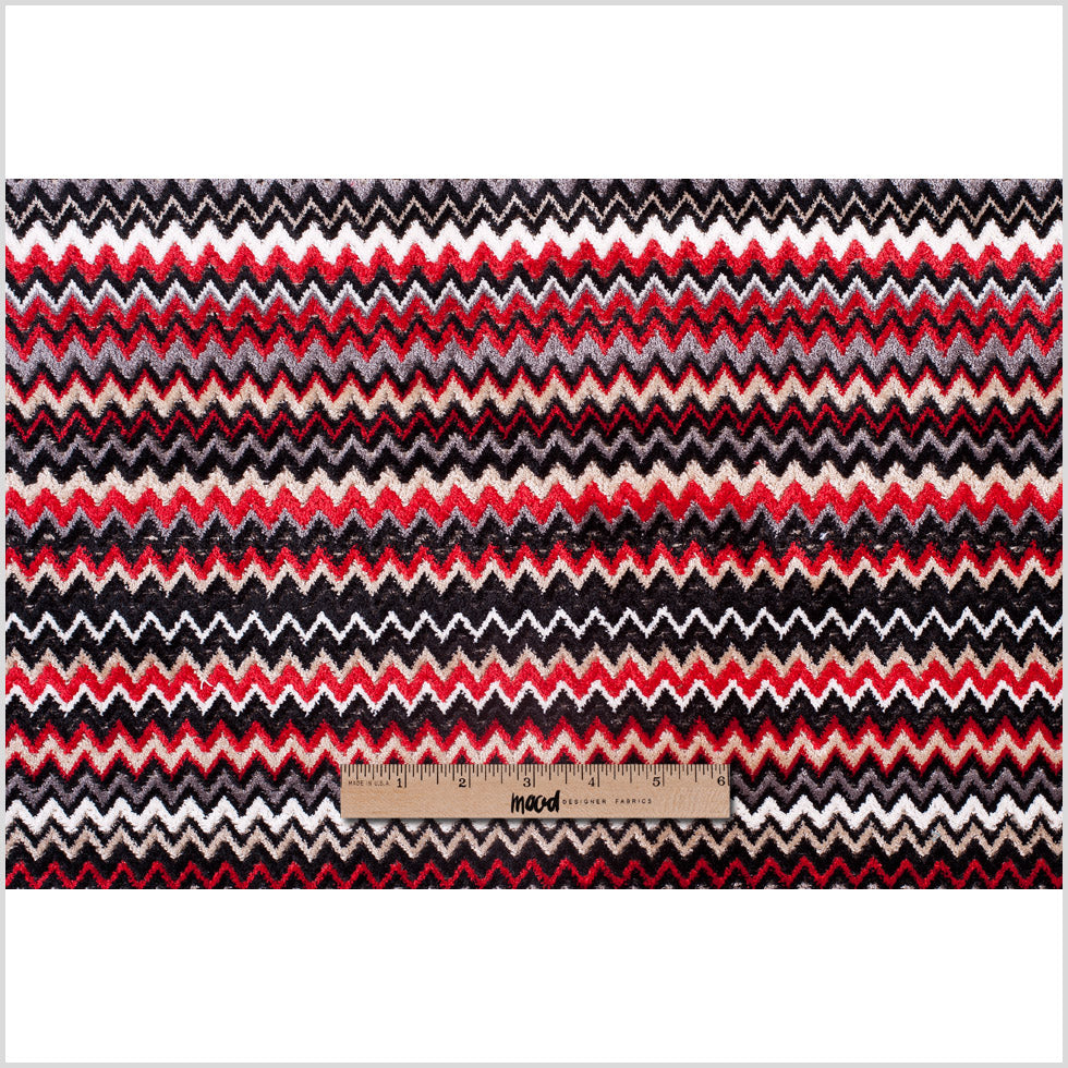 Red &amp; Gray Small Flamestitch Velvet Tapestry - Full
