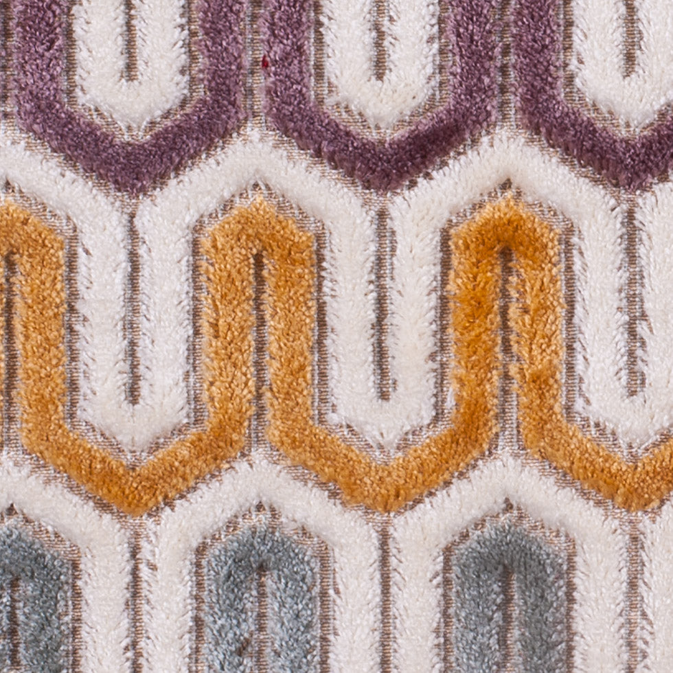 Ivory Geometric Velvet Tapestry Detail