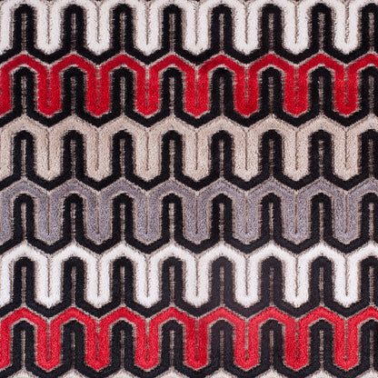 Black, Red and Gray Geometric Velvet Tapestry