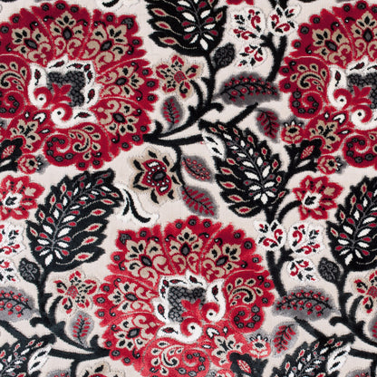 Red &amp; Black Floral Velvet Tapestry