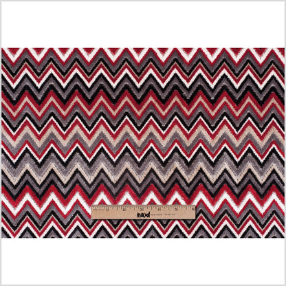 Red & Gray Flamestitch Velvet Tapestry Full