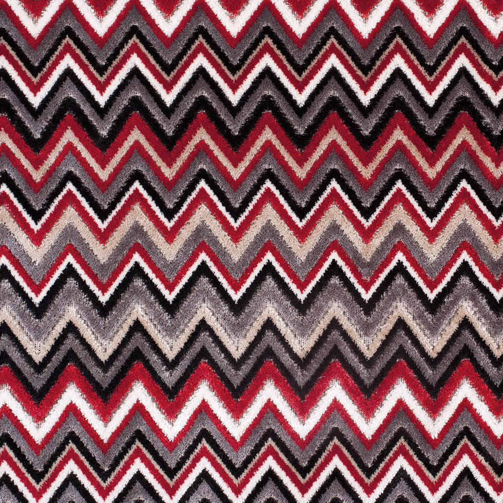 Red & Gray Flamestitch Velvet Tapestry