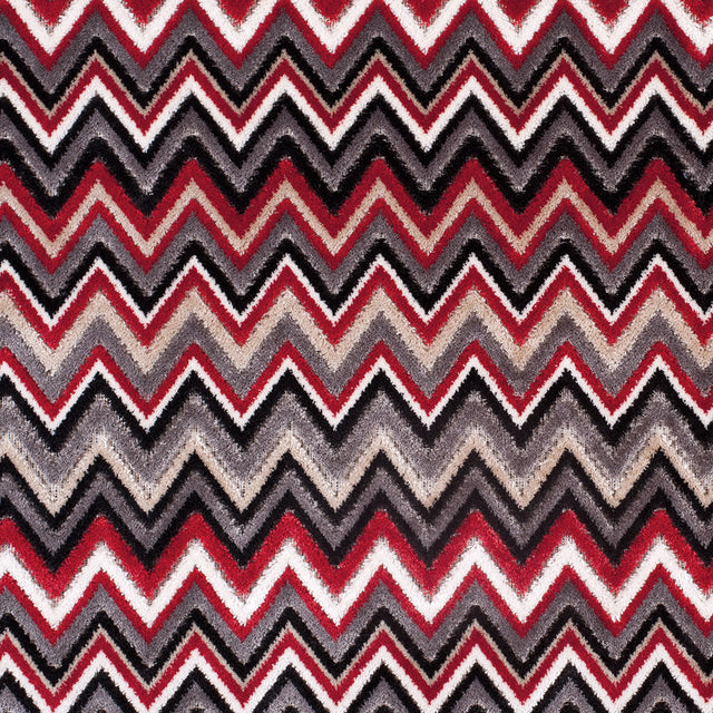 Red & Gray Flamestitch Velvet Tapestry