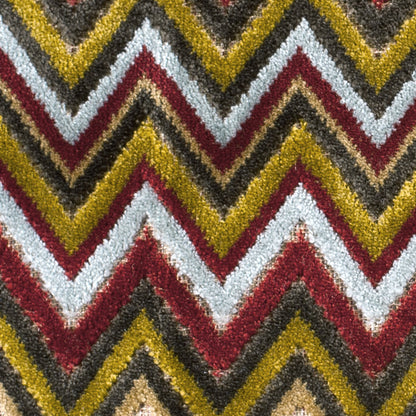 Olive &amp; Crimson Flamestitch Velvet Tapestry - Detail