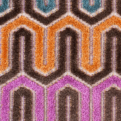 Brown &amp; Purple Geometric Velvet Tapestry - Detail