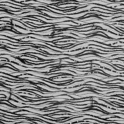 Black Scallop Edge Beaded and Sequined Lace