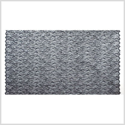Beaded and Sequined Lace with Scallop Edge - Dark Navy Abstract Folded