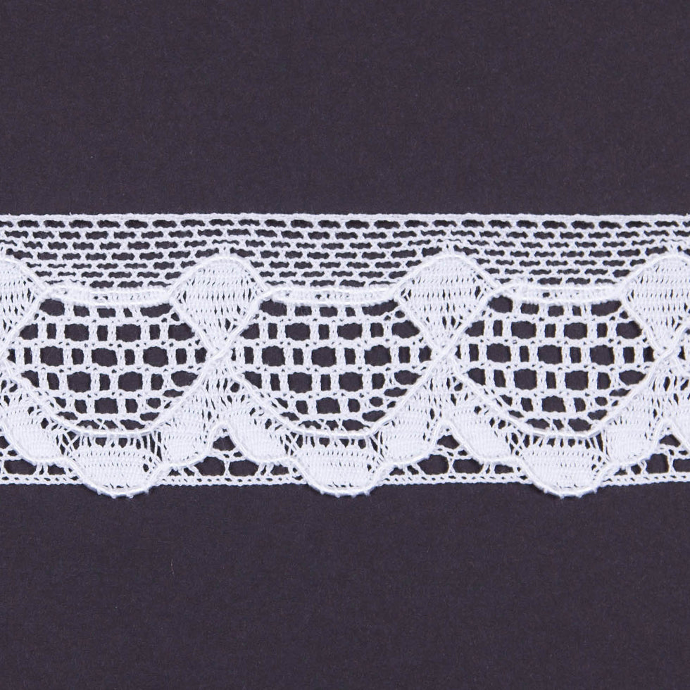 2.25" White Cotton European Crochet Trim Detail
