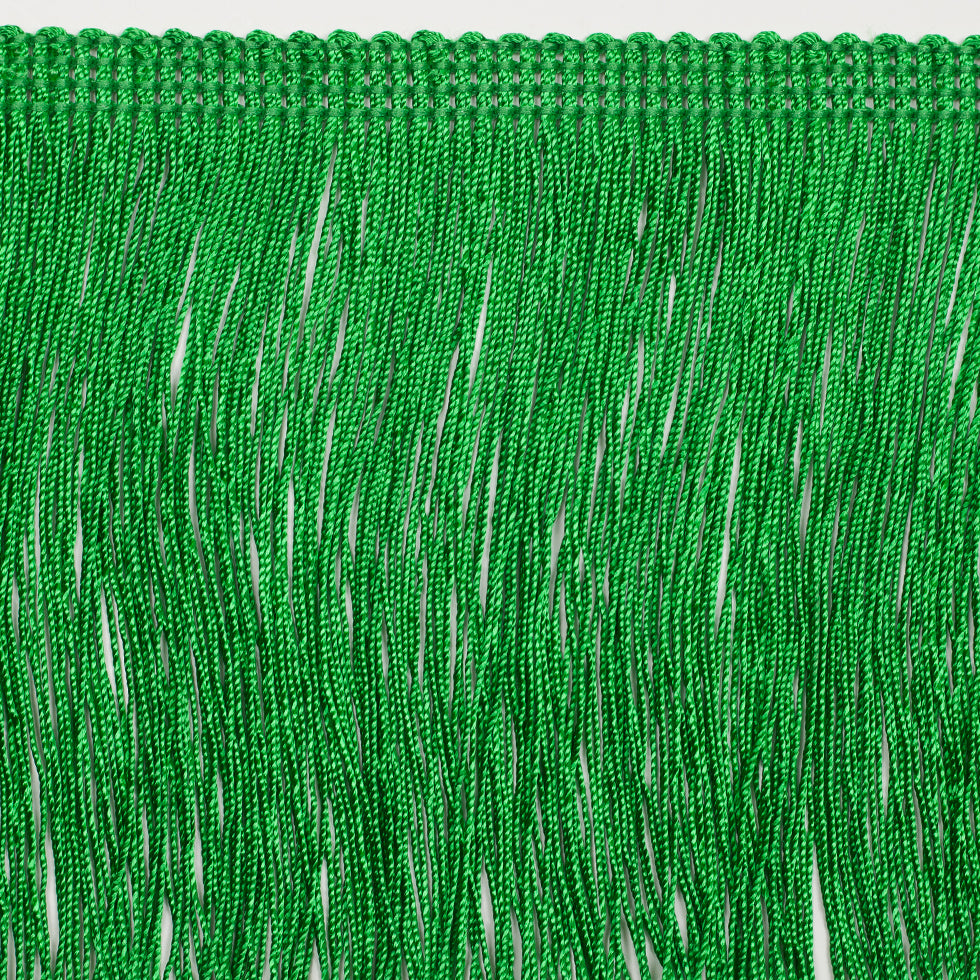 4" European Green Chainette Fringe Trim Folded