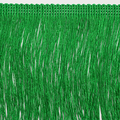 4" European Green Chainette Fringe Trim Folded