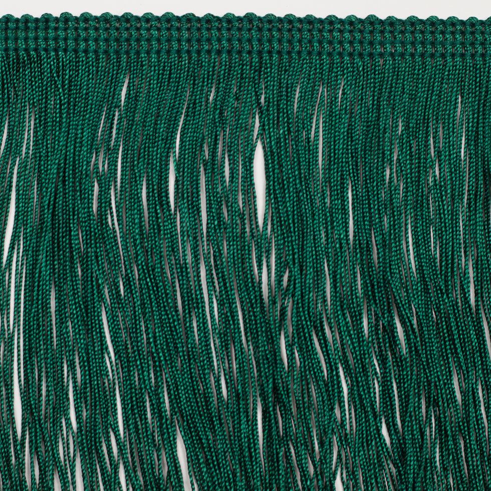 European Chainette Fringe Trim - 4" - Emerald Green - Lindsay Collection - Folded