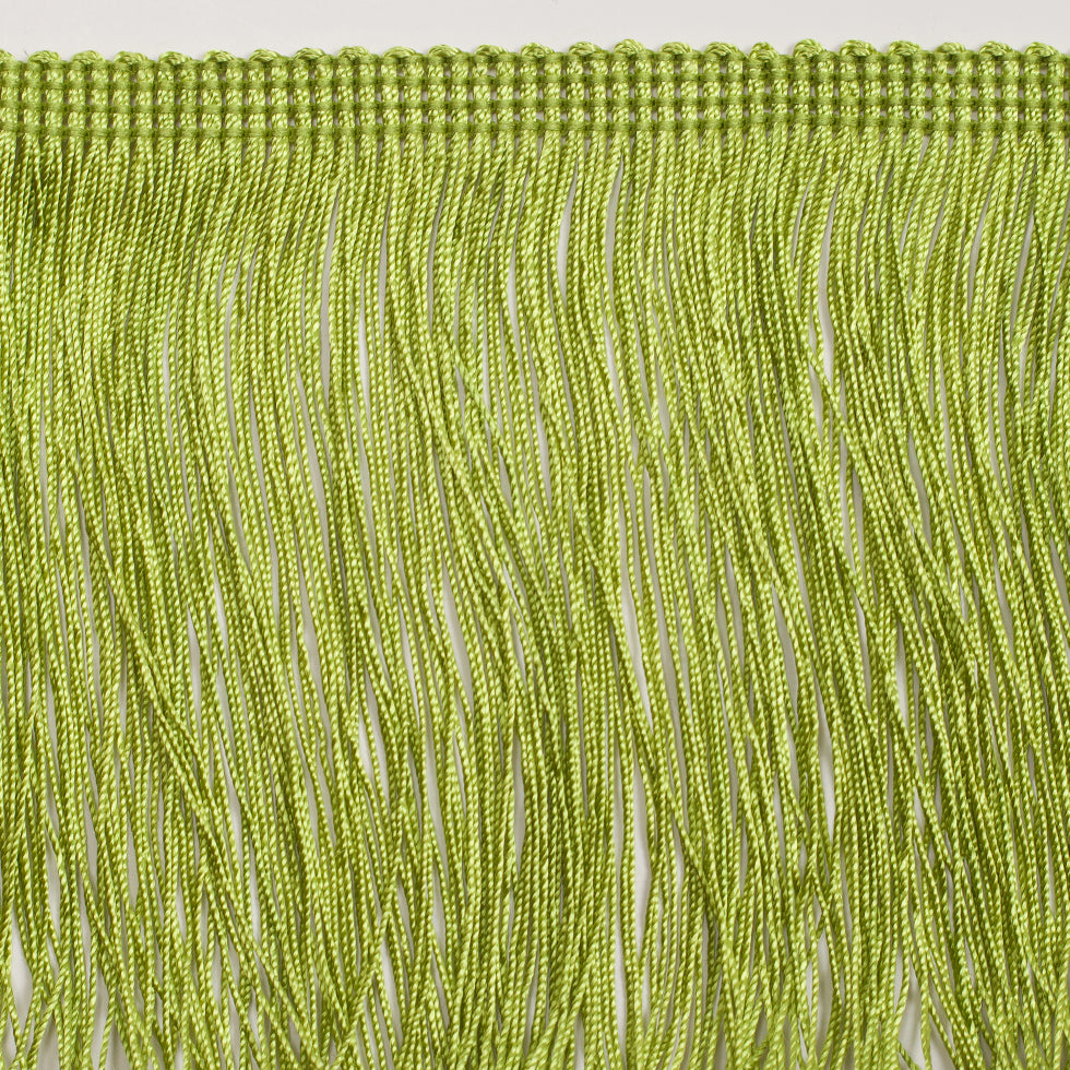 4" European Lime Green Chainette Fringe Trim Folded