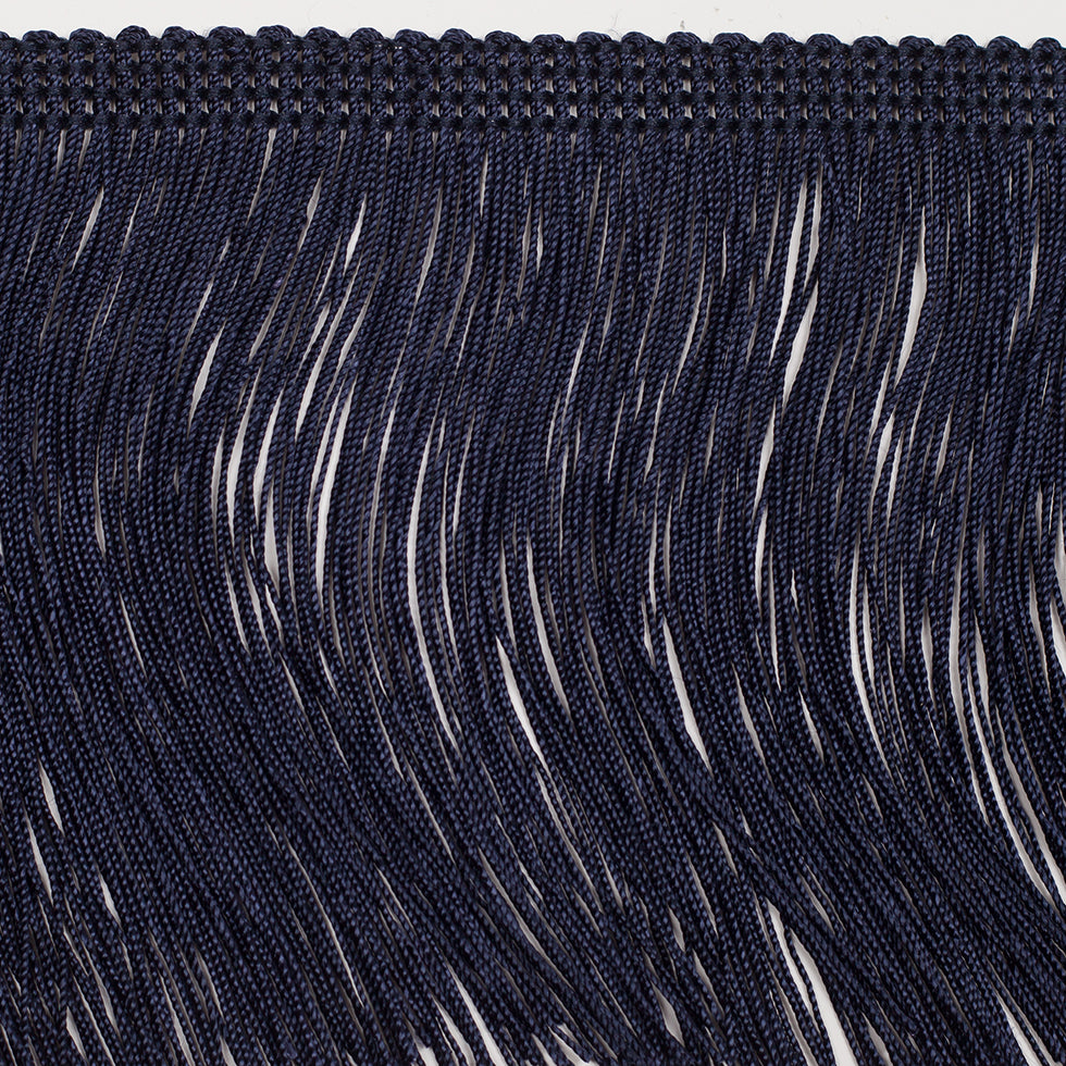 4" European Dark Blue Chainette Fringe Trim Folded