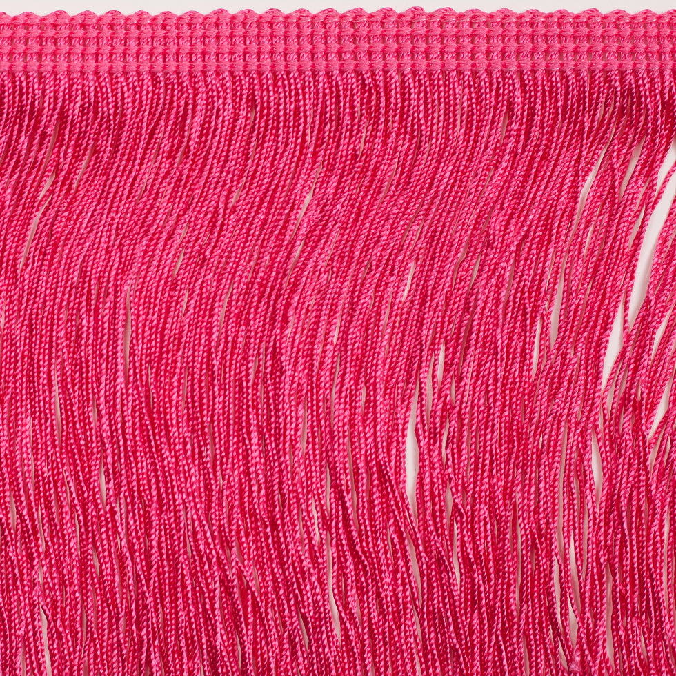 4" European Pink Chainette Fringe Trim Folded