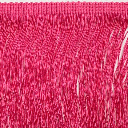 4" European Pink Chainette Fringe Trim Folded