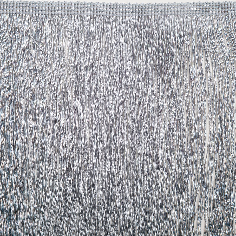 8 European Silver Chainette Fringe Trim - Folded