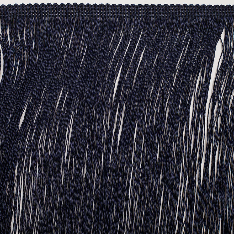 8" European Dark Blue Chainette Fringe Trim Folded