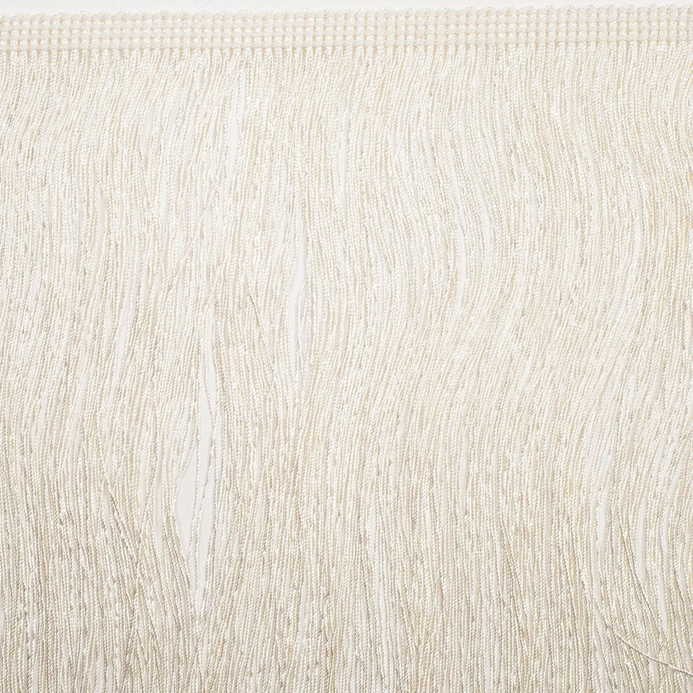 8" European Ecru Chainette Fringe Trim Folded