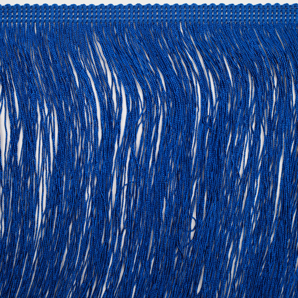 8" European Blue Chainette Fringe Trim Folded