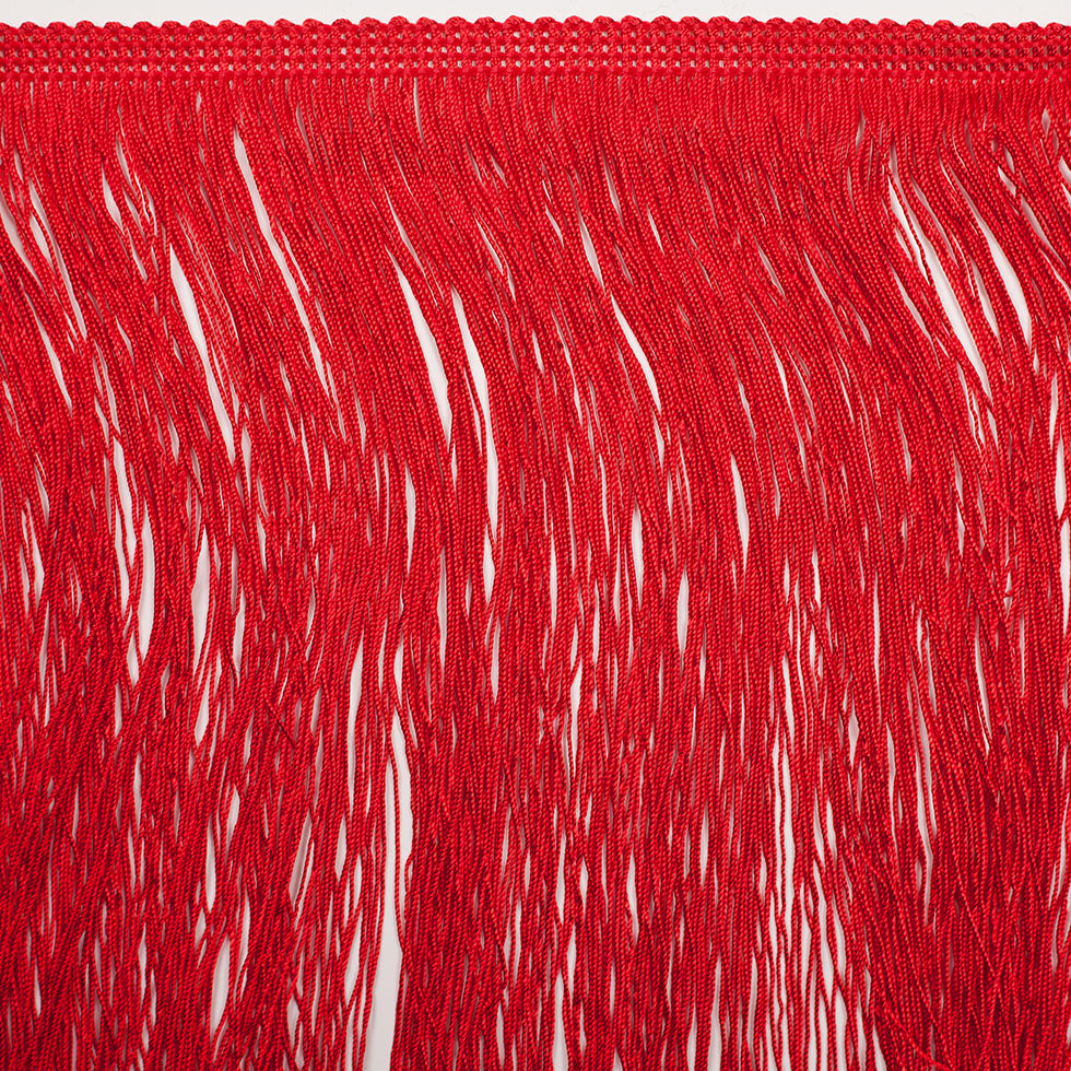 8 European Red Chainette Fringe Trim - Folded