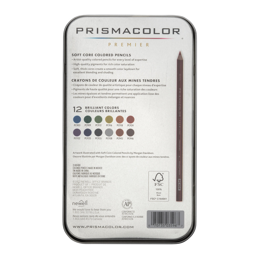 Prismacolor Premier Colored Pencil Set with Tin - 12 Assorted Colors