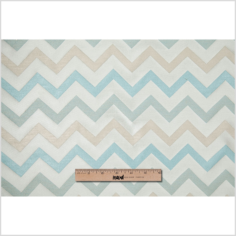 Ivory/Aqua Bold Chevron Jacquard - Full
