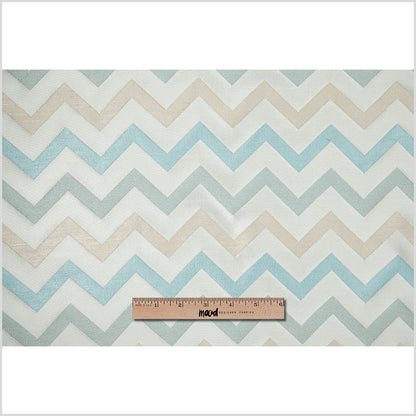 Ivory/Aqua Bold Chevron Jacquard - Full