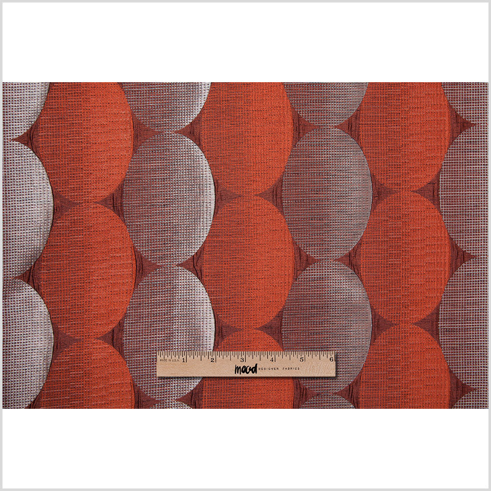 Rust/Taupe Rows of Ovals Textured Jacquard - Full